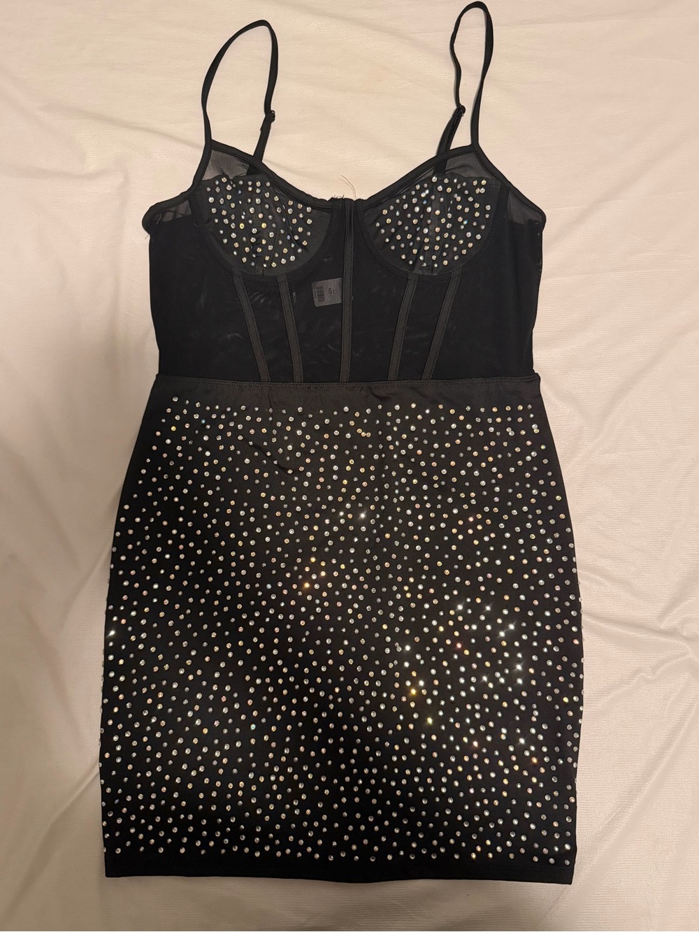 Black Studded Slip Dress with Bustier Detail NWT